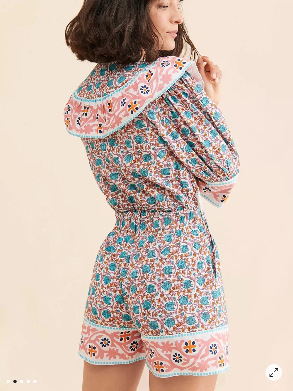 Nuuly x Place Nationale Flounce Trim Colorful Boho Ruffle Romper
